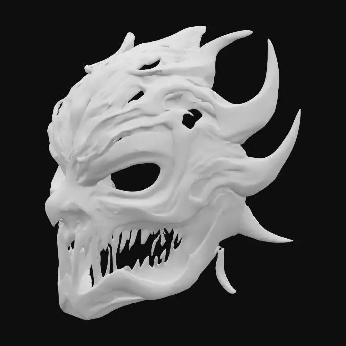 3D model for #AroundTheWorld#, a black mask with molten Lava cracks throughout it. Used for summoning demons 