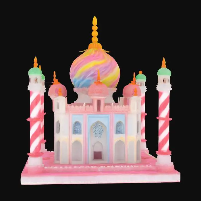 3D model for [India]#AroundTheWorld#, taj Mahal made out of candy, lollipops,gum drops, marshmallows 