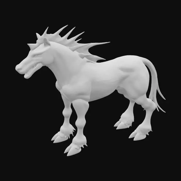 3D model for Shark faced horse with clawed feet. Muscular scary.