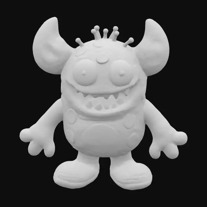 3D model for Cute monster stuffed toy made outnof burlap. Buttons for eyes.