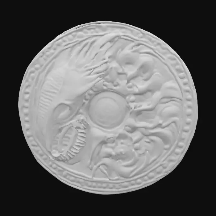 3D model for #emblem#, alien, creature hr giger style biomech coin