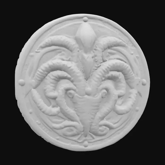 3D model for #emblem#, alien, creature hr giger style biomech coin