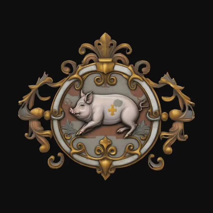 3D model for #emblem#, pigs medieval style emblem