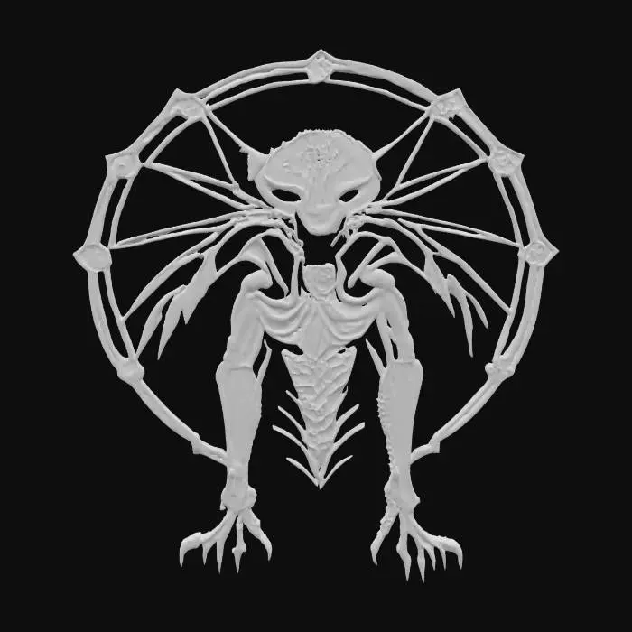 3D model for #emblem#, cat hr giger inspired emblem 