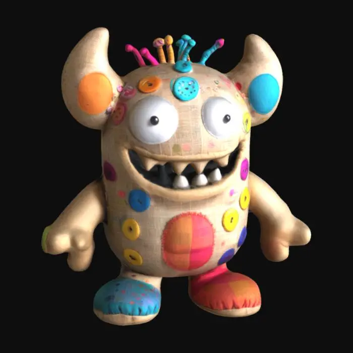 3D model for Button Monster, #SketchTo3D#