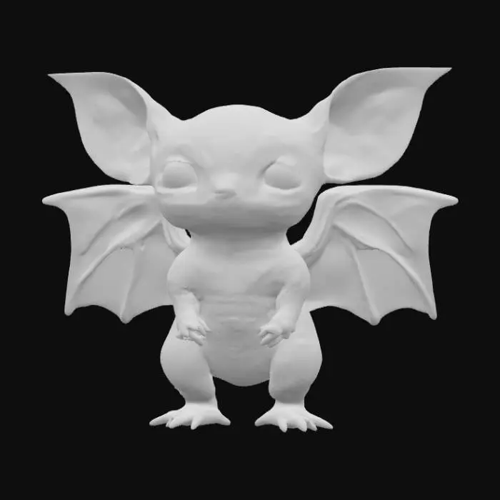 3D model for A delicate succubusling with smooth, pale lavender skin that seems almost translucent. Its small, bat-like wings are a translucent membrane, veined with darker purple. It has large, innocent-looking black eyes that hold a hint of cunning. Its tiny, heart-tipped tail gently curls, and its expression is one of curious, playful innocence. The overall feel is soft and surprisingly fragile.