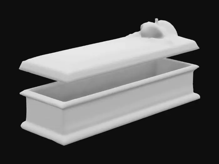 3D model for Egyptian sarcophagus consisting of two parts, with a separate base and a separate lid.