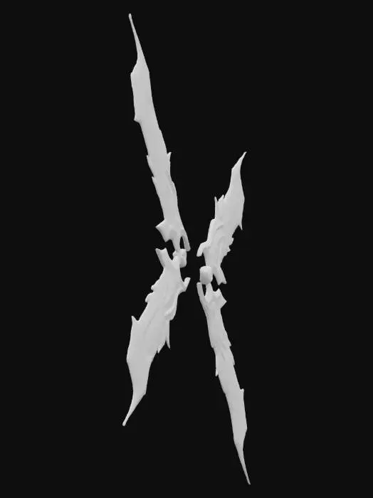 3D model for l'objet est une lance double scintillante et recouverte de flammes, 4K, GameReady