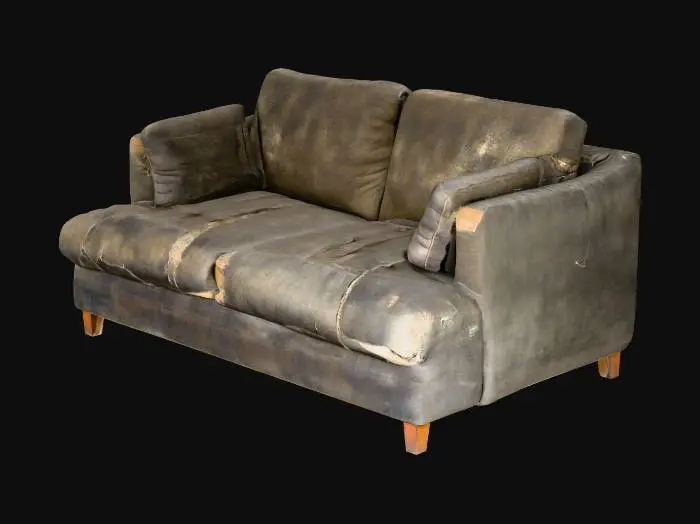 3D model for Worn Comfort couch, ultra realistic, high detailed