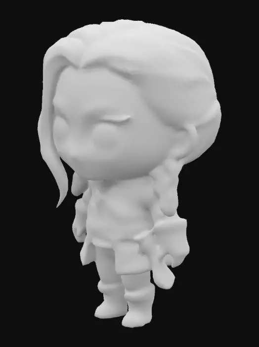 3D model for chibi style, character in t-pose. Ciri from the Witcher 4, Ultra realistic. Highly detailed. Highly stylized. Bold, recessed features with a depth of at least 2mm. Maintain sharp, clean lines with no unnecessary fine or jagged edges. Embossed features to rise at least 2mm above the surface. Recess etched details at least 2mm deep.