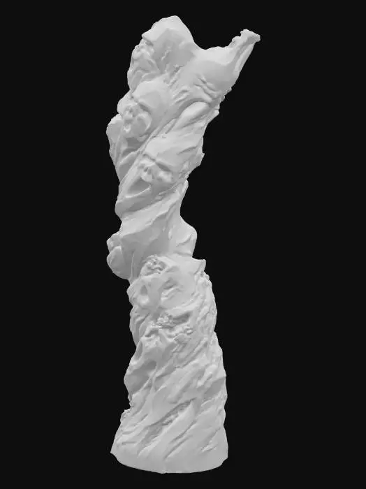 3D model for Ethereal Voices, Woody pillar with heads,