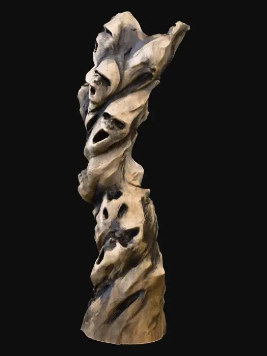 3D model for Ethereal Voices, Woody pillar with heads,