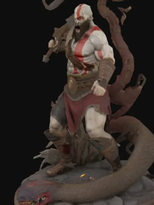 3D model for Generate 3d diorama of God of war killing a monster.