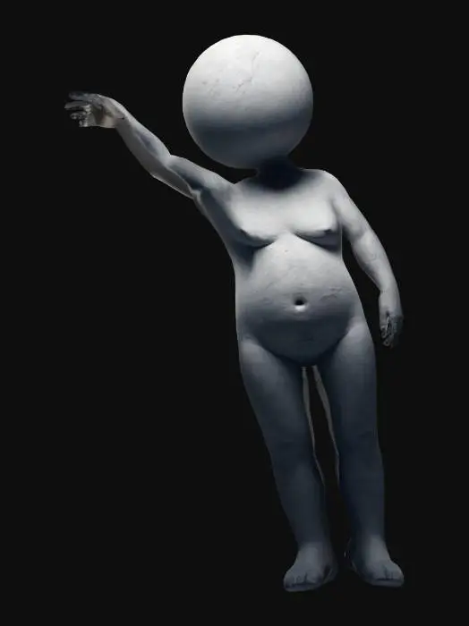 3D model for the abstract concept of feeling nothing. calm. at peace. no emotion. empty. hollow. disassociation. derealization