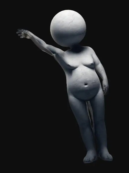 3D model for the abstract concept of feeling nothing. calm. at peace. no emotion. empty. hollow. disassociation. derealization