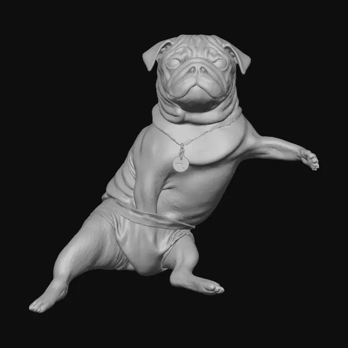 3D model for Pug in Blue Briefs