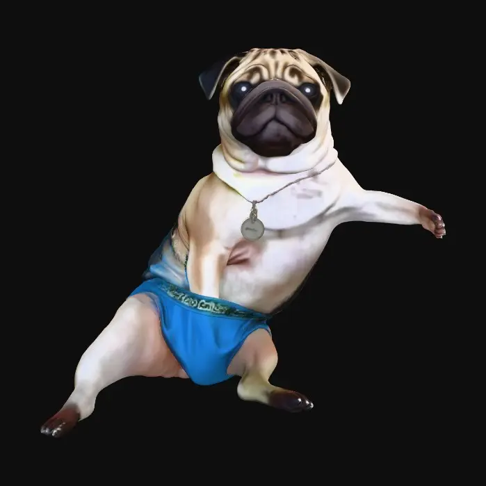3D model for Pug in Blue Briefs