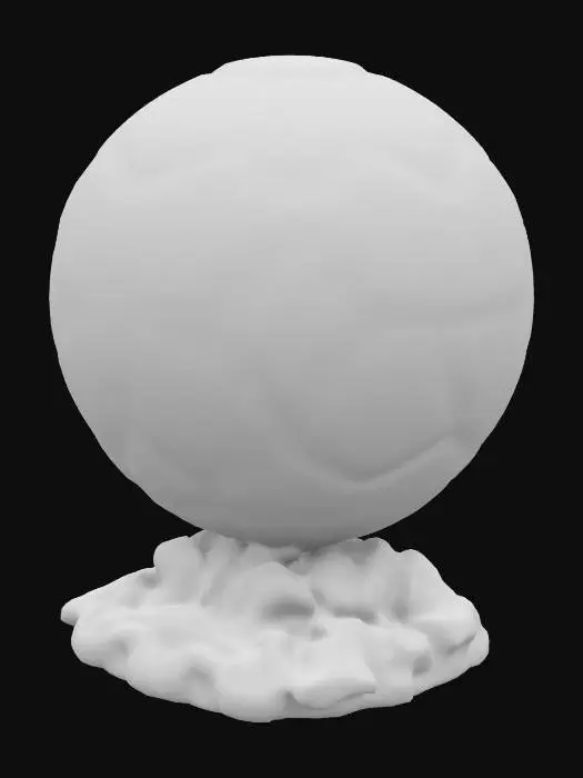 3D model for replica del Ballon d'Or, de 15 centimetros de diametro, dorado, textura de rocas debajo del balon, trofeo, 