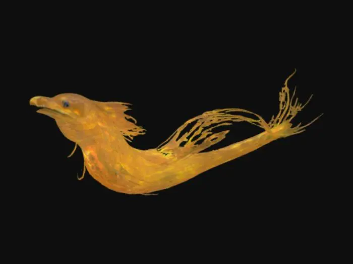 3D model for An eel with a glowing fins and a flowing tail. Themed after comets