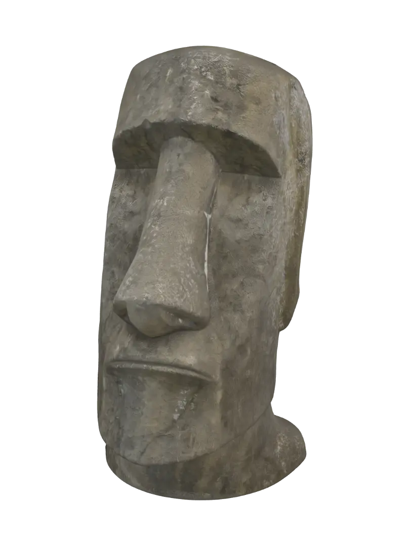 Moai Head Bust - Basalt 3D model, vytvořený pomocí AI