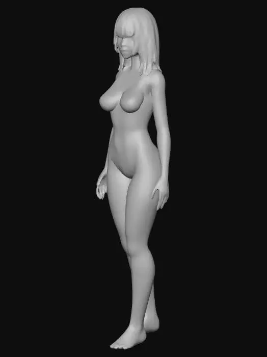3D model for 着衣：競泳水着と黒いパンスト
年齢：45歳
性別：女性　　
体系：バスト80
体系：ウエスト59
体系：ヒップ83

髪型：黒髪　セミロング
ポーズ：立ちポーズ
パンスト：黒色
靴：なし
指先：指は開かない_指を伸ばす
顔の表情:日本アニメ