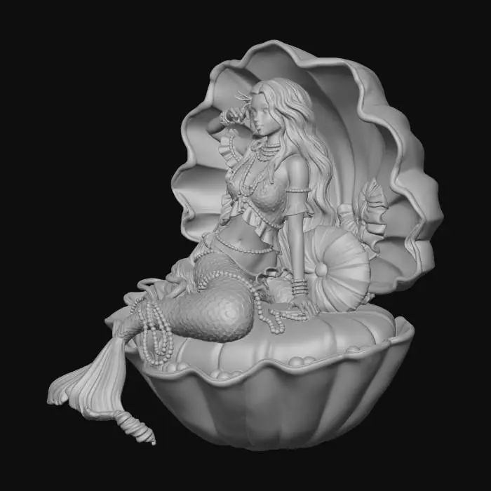3D model for Mermaid in a Seashell Throne