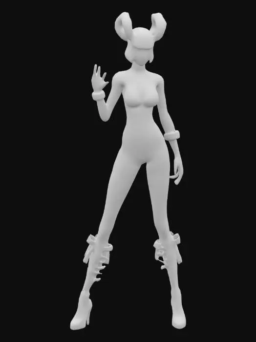 3D model for bayonetta, A pose, game, symmetry, fishnet, short hair