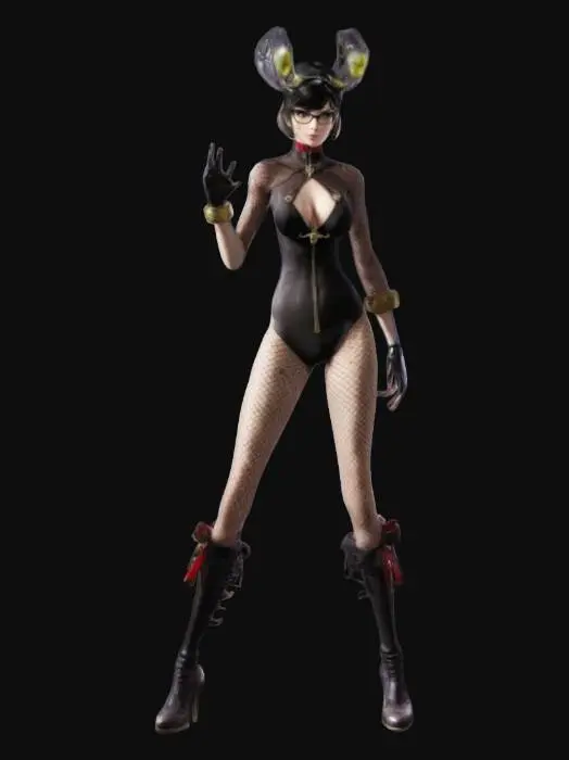 3D model for bayonetta, A pose, game, symmetry, fishnet, short hair