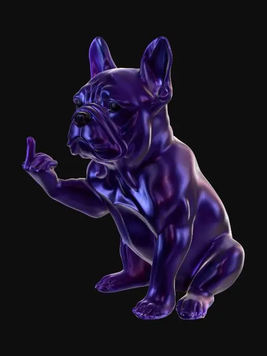 3D model for Frenchie with middle finger
