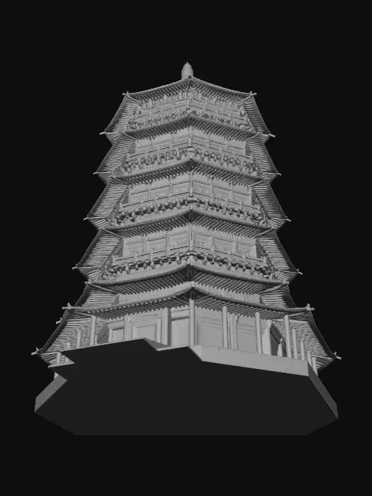 3D model for Seven-Tiered Wooden Pagoda