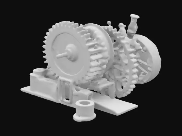 3D model for различные металлические детали с ржавчиной и потертостями. Среди них можно увидеть большую зубчатую шестерню, металлические трубы, болты и гайки, изогнутую трубу, гофрированный лист и винтовую передачу. Все предметы выглядят старыми, изношенными и покрытыми налетом ржавчины, что придает им постапокалиптический или индустриальный стиль.