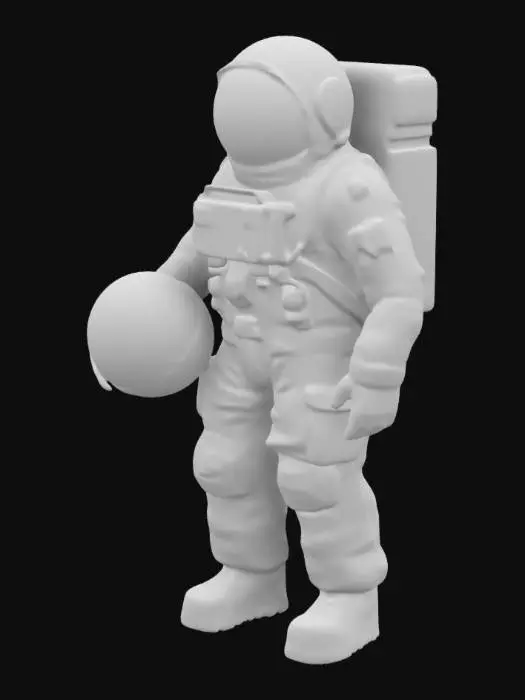 3D model for космонавт в скафандре. Однако, вместо головы у него - глазное яблоко GLaDOS из игры Portal. Рядом стоит шлем космонавта, а на заднем плане виден американский флаг. Костюм украшен нашивками с символикой NASA.