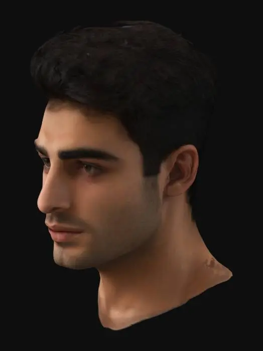 3D model for Young Iranian man with a chiseled jawline, stubble, thick eyebrows