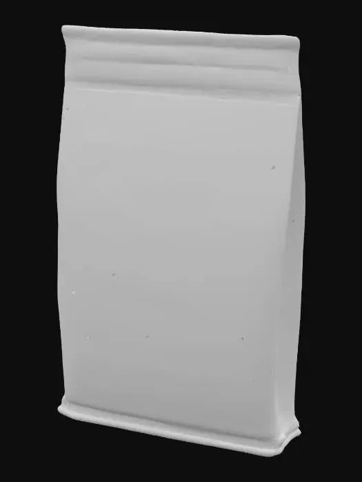 3D model for A 3D seed packet game asset, rectangular with slightly worn edges, made of thick paper with a burlap texture, featuring vibrant green and brown color tones. The packet has a printed label with a stylized seed illustration and bold text reading 'Mystic Seeds.' The art style is semi-realistic, optimized for game engines like Unity, with clean geometry, 4K resolution textures, and subtle dirt stains for a rustic look. The packet is closed with a folded top, standing upright, ready for use in a farming or adventure game, plain background