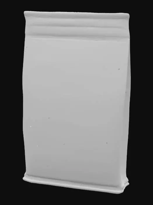 3D model for A 3D seed packet game asset, rectangular with slightly worn edges, made of thick paper with a burlap texture, featuring vibrant green and brown color tones. The packet has a printed label with a stylized seed illustration and bold text reading 'Mystic Seeds.' The art style is semi-realistic, optimized for game engines like Unity, with clean geometry, 4K resolution textures, and subtle dirt stains for a rustic look. The packet is closed with a folded top, standing upright, ready for use in a farming or adventure game, plain background