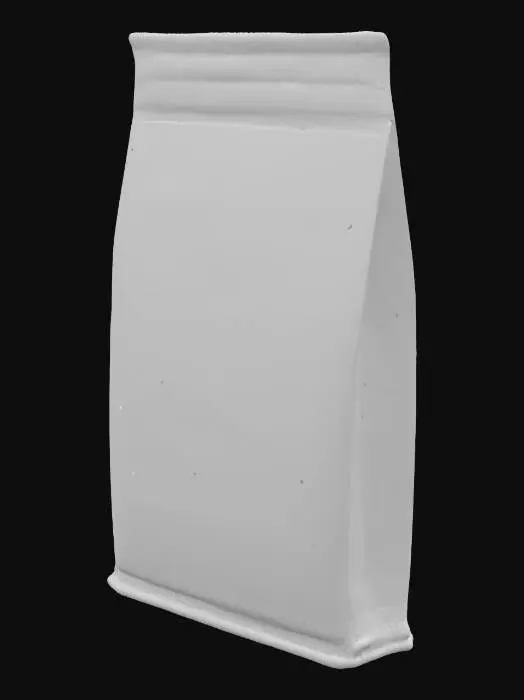 3D model for A 3D seed packet game asset, rectangular with slightly worn edges, made of thick paper with a burlap texture, featuring vibrant green and brown color tones. The packet has a printed label with a stylized seed illustration and bold text reading 'Mystic Seeds.' The art style is semi-realistic, optimized for game engines like Unity, with clean geometry, 4K resolution textures, and subtle dirt stains for a rustic look. The packet is closed with a folded top, standing upright, ready for use in a farming or adventure game, plain background