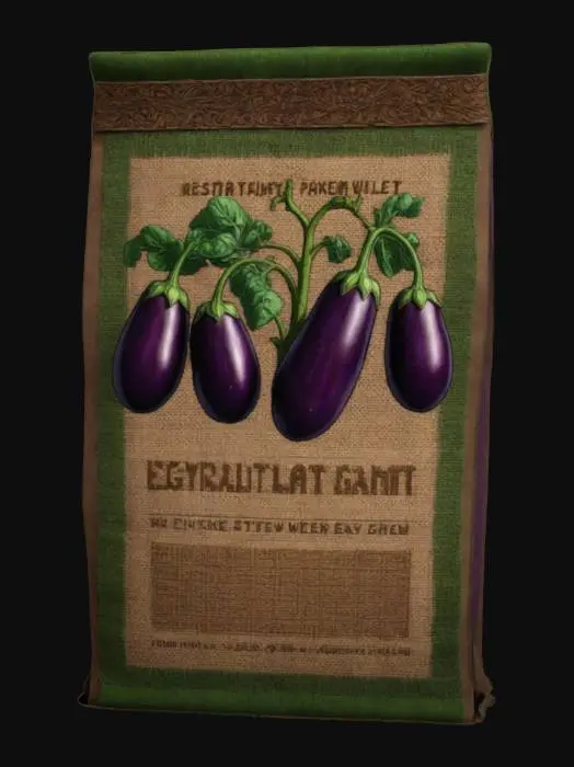 3D model for A 3D seed packet game asset, rectangular with slightly worn edges, made of thick paper with a burlap texture, featuring vibrant green and brown color tones. The packet has a printed label with a stylized seed illustration and bold text reading 'Mystic Seeds.' The art style is semi-realistic, optimized for game engines like Unity, with clean geometry, 4K resolution textures, and subtle dirt stains for a rustic look. The packet is closed with a folded top, standing upright, ready for use in a farming or adventure game, plain background