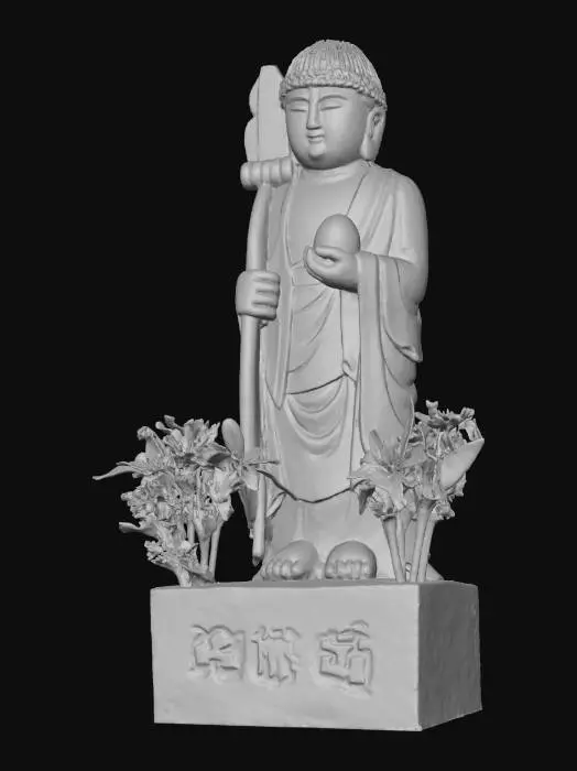 3D model for Red-Capped Statue with Flowers