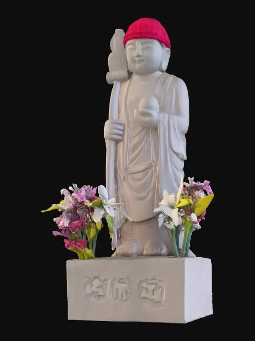 3D model for Red-Capped Statue with Flowers
