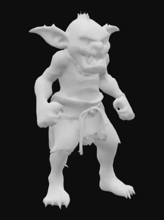 3D model for realilistic goblin with no shirt and angry face