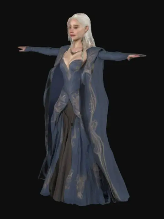 3D model for High resolution, emilia Clarke as mother of dragons, extra face details, realistic, t-pose,