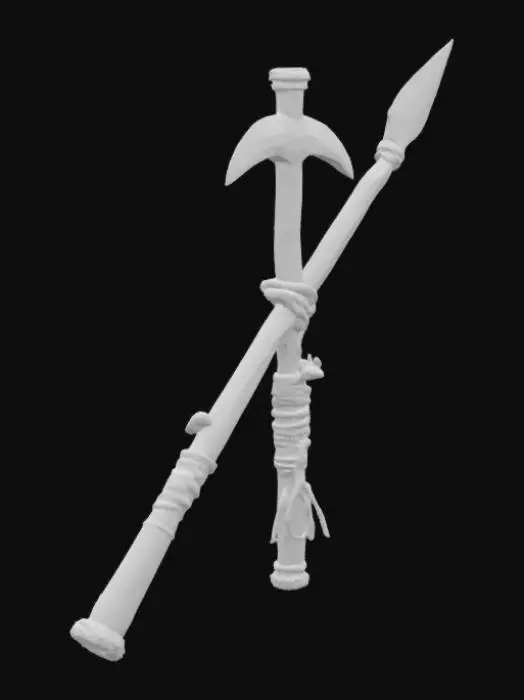 3D model for high quality, high definition, high resolution, primal survival tool, made from sticks and stones only