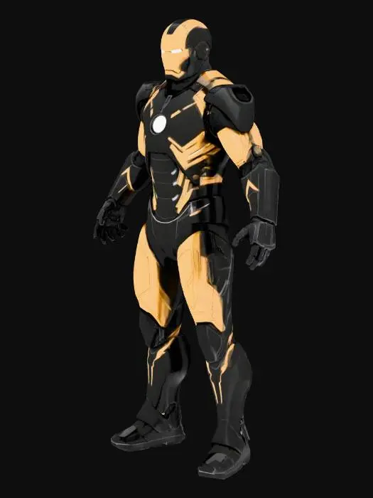 3D model for Gold and Black Ironman prime suit with lightning
