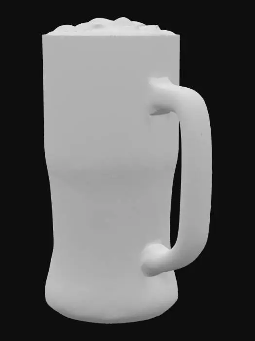 3D model for huge foamy glass of soda with a glass handle, filled with coca cola