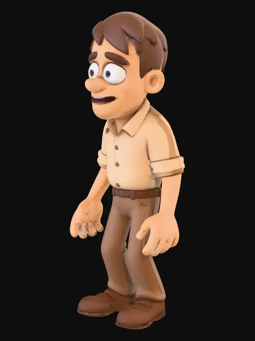 3D model for Worried Cartoon Character