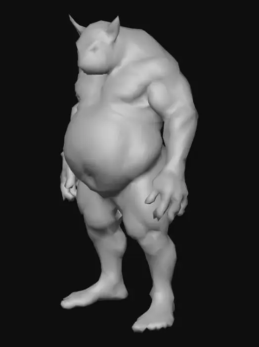 3D model for I want a 3d model super grotesque and as big as a car. It should have veins everywhere, eyes going in opposite directions, teeth super long and sharp forcing the creatures nothing stretched open. Muscular arms and legs with a fat giant torso with clothes ripping everywhere from the stress of stretching.
