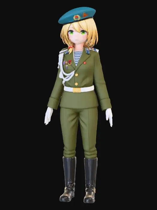 3D model for Soldier Girl Anime Style