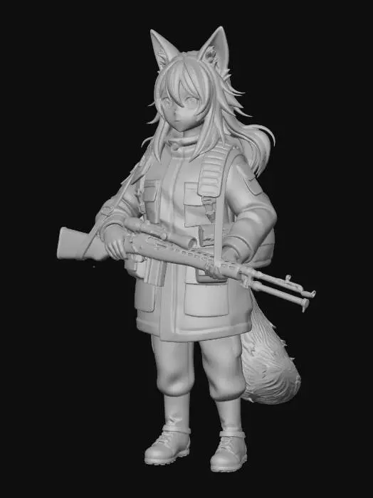 3D model for Fox Warrior in Camouflage