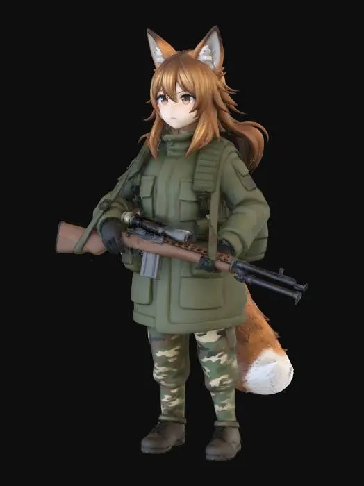 3D model for Fox Warrior in Camouflage