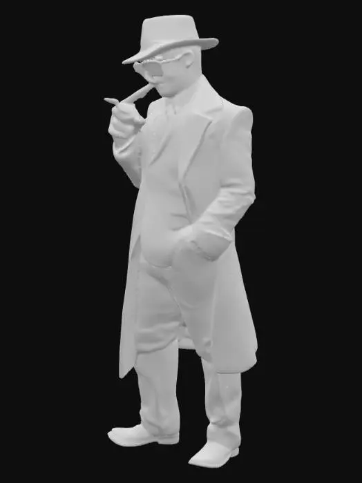 3D model for mafia with cyberpunk like costume smoking cigar
